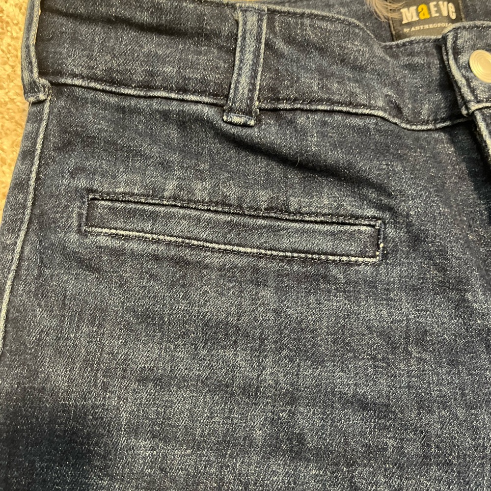 Maeve Anthropologie Jeans Sz 29 Dark Wash Straight Leg Mid Rise Denim - Picture 10 of 14